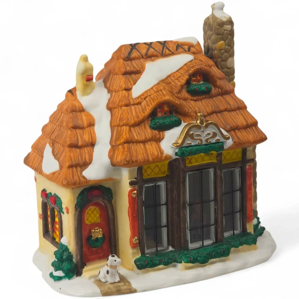 VTG 1998 Santa's Workbench Interior View Cottage House Village Lighte